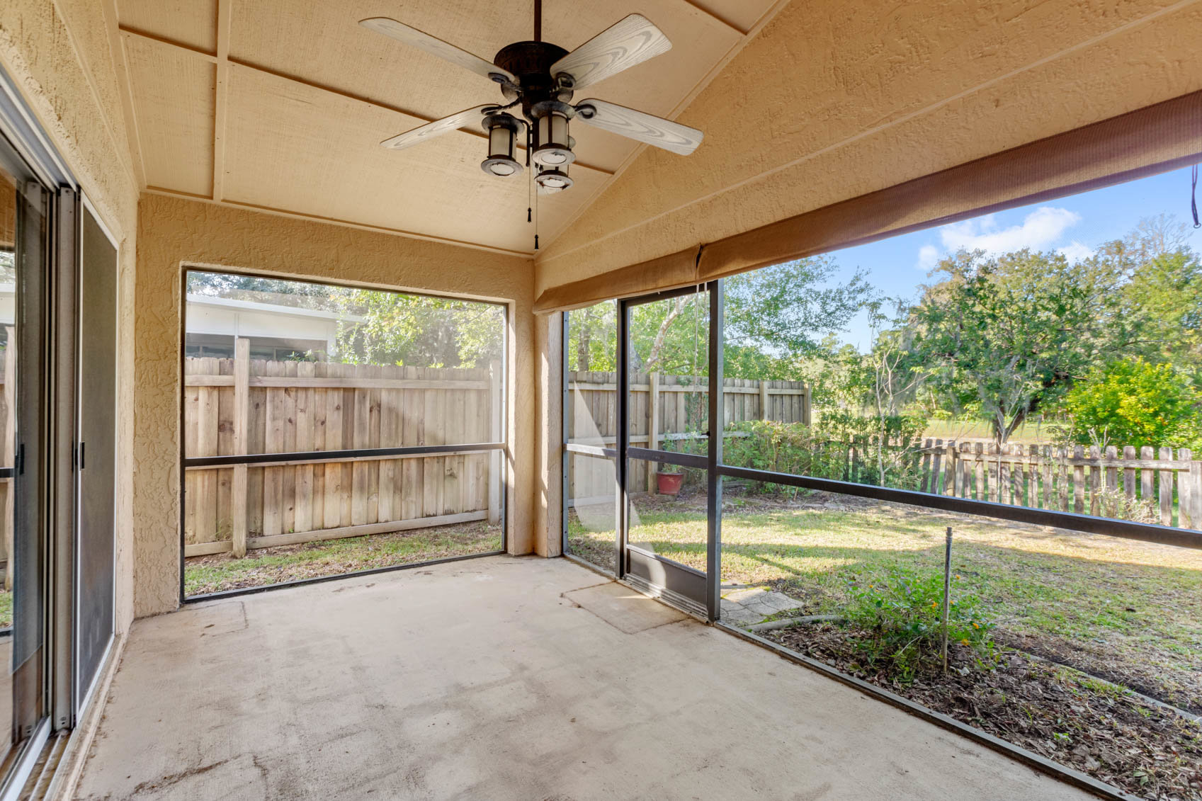 inside screened in patio
